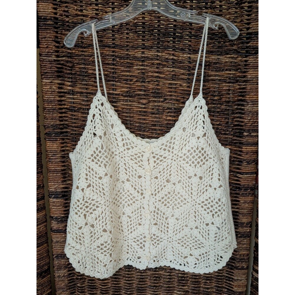 Abercrombie & Fitch Y2K Crochet Lace Romantic Boho Tank Top XS Festival 90s Vaca